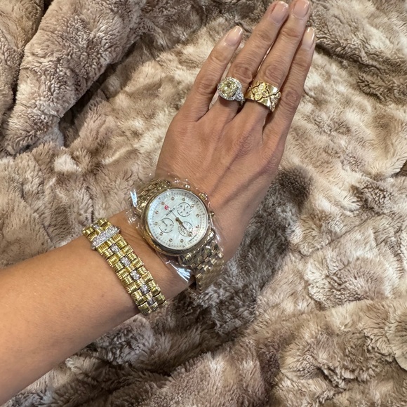 $2999 NEW MICHELE CSX-36 Gold-Tone Diamond Chronograph Watch | Swiss Quartz - Picture 5 of 8